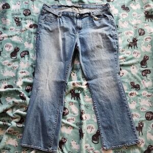 Old Navy Blue Straight Leg Jeans with Distressed Vintage Look